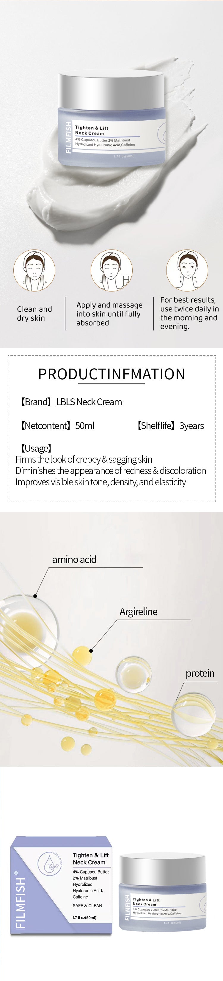 Neck Firming Moisturizing Fade Lines Neck Cream