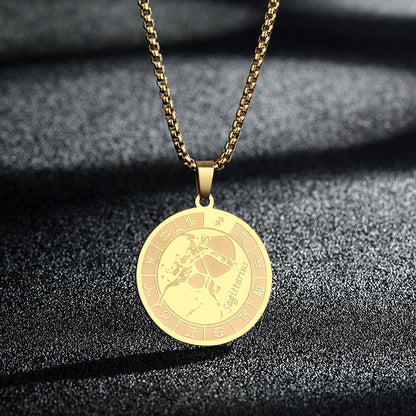 Stainless Steel Constellation Pendant Necklace Gold Medal Necklace af70102b 0c34 41c9 a138 1263ec93b00a