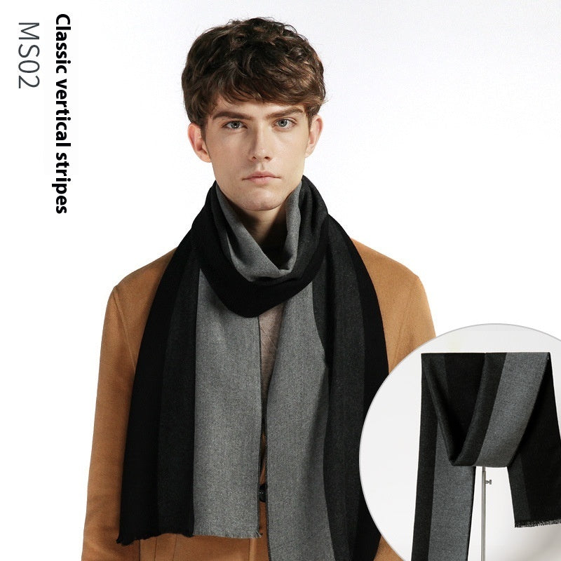 Simple Plaid Warm Keeping Artificial Cashmere Scarf afa1155c 029d 4272 bc25 2d9b315e0659 trans