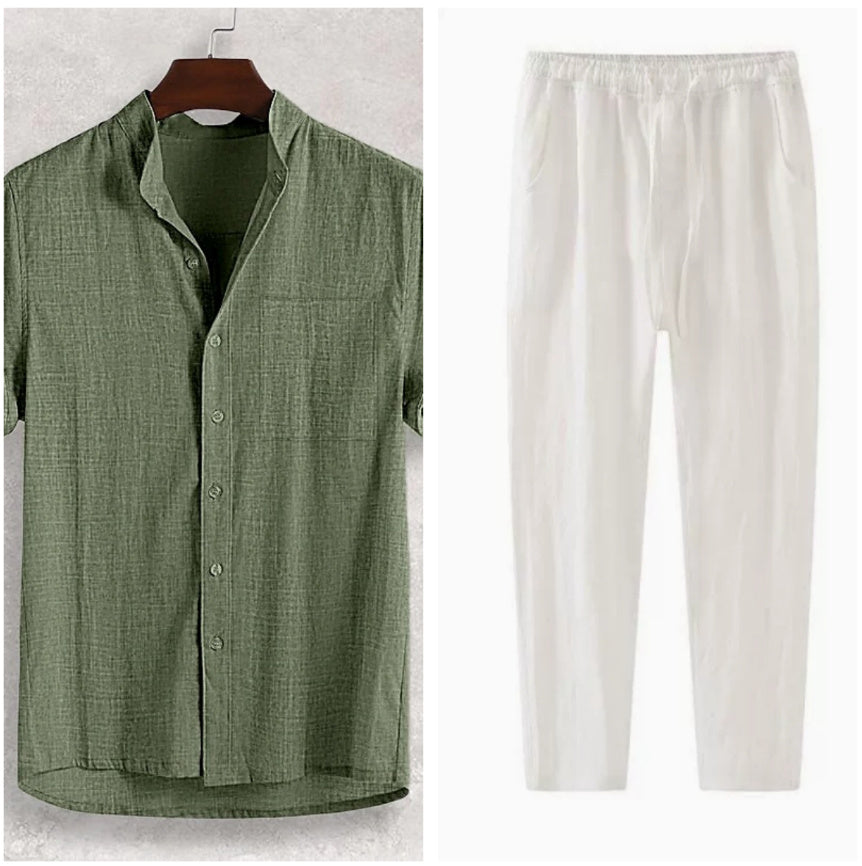 Men's Stand Collar Cotton Cardigan Short Sleeve Thin afa6d09b 1571 438d b138 847f06dc8f05