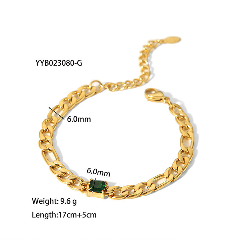 European And American 18K Gold-plated Inlaid Zircon Light Luxury Non-fading Stainless Steel Bracelet Necklace afc66abc 15ba 4