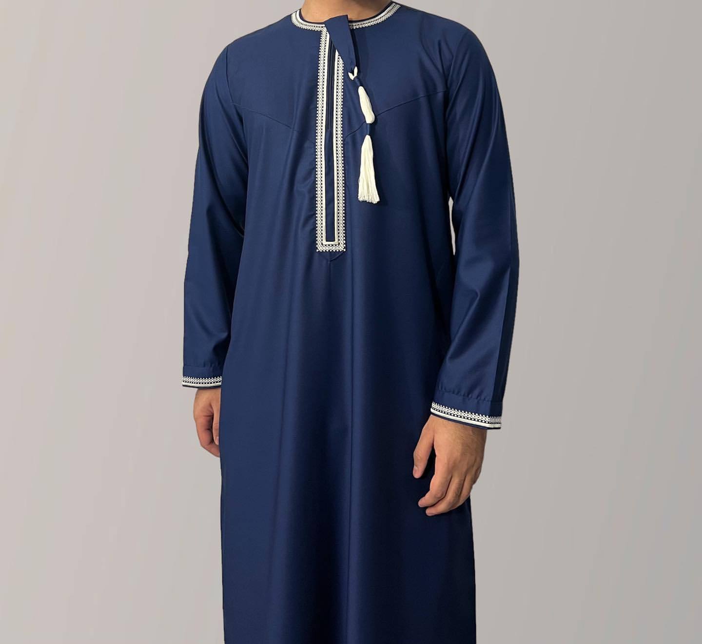 Solid Color Round Neck Embroidered Thick Tassel Oman Gowns Saudi Arabia Men affb3150 9a99 4adb 9540 254bfd7b4552