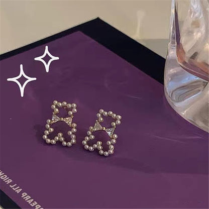 Cute Simple Small Bear Pearl Earrings b03de096 a90b 4a6c aacc 76039f18b2f9