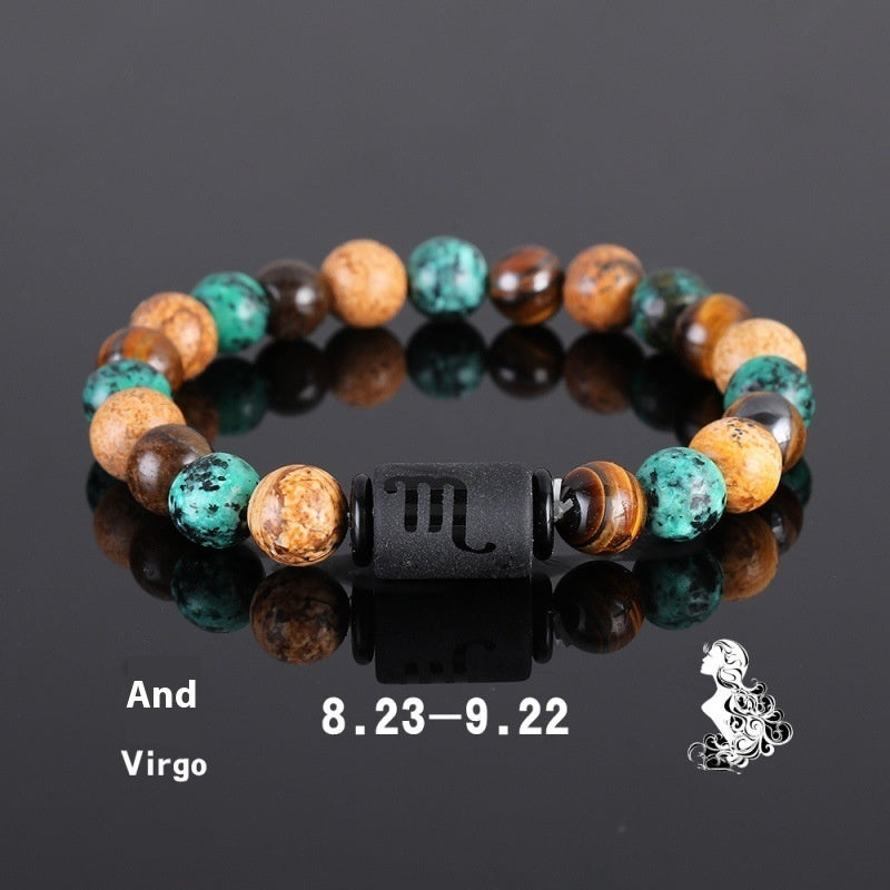 Twelve Constellation Elastic Bracelet Men Tigereye Couple Beaded b071fce4 a7c5 4161 84b6 384615b2de97