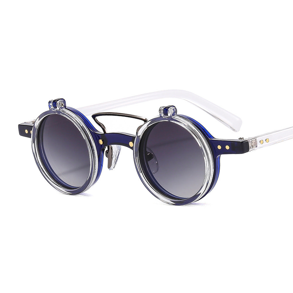 New Round Frame Punk Double-layer Flip Sunglasses b0ab21e5 6d70 4e3f 9613 cf619eb10e7d