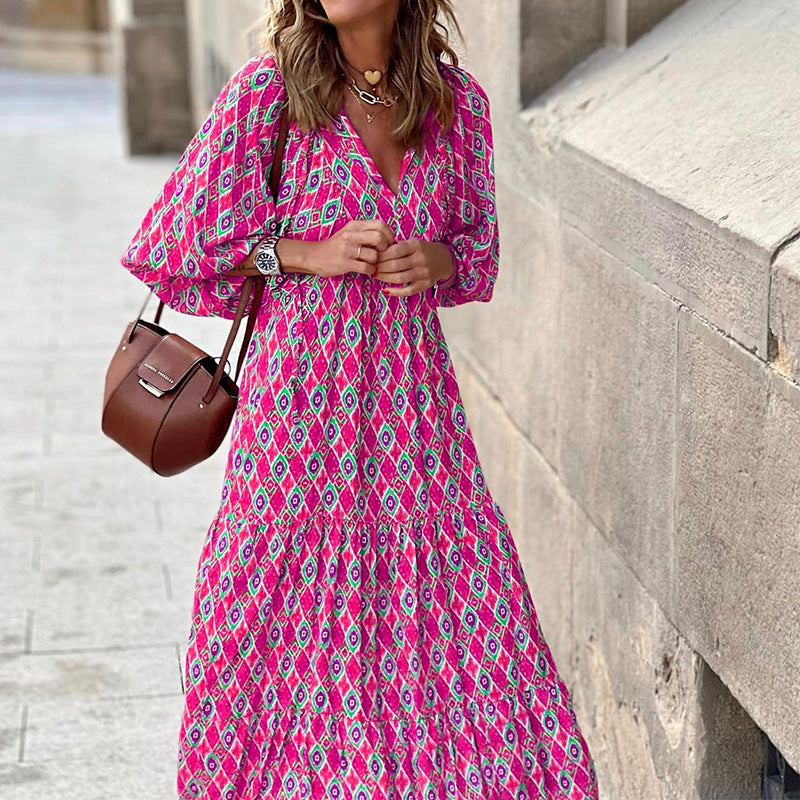 Short-sleeve Mid-length Boho Print Dress b0b9148c 8ad6 4dc4 93d5 53ed9ca770f4