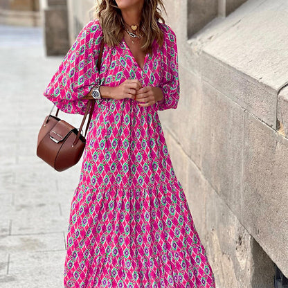 Short-sleeve Mid-length Boho Print Dress b0b9148c 8ad6 4dc4 93d5 53ed9ca770f4