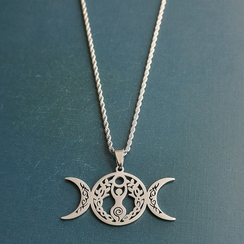Triple Moon Celtic Knot Pendant Necklace b0dae764 ec30 41ba 9543 1f60c100bea0