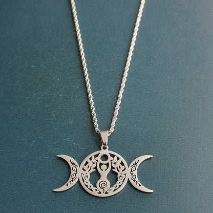 Triple Moon Celtic Knot Pendant Necklace b0dae764 ec30 41ba 9543 1f60c100bea0