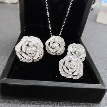 Camellia Full Zirconium Ring Micro Setting Stud Necklace b0f32b70 c92e 4353 b409 ea28f875cb9f