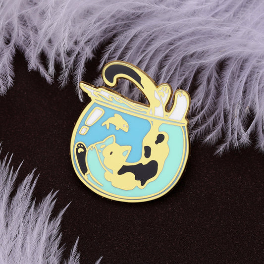 Cartoon Cute Cat Brooch Jumping Into Fish Tank b0feb6d3 e0cf 4539 b27d 1070694219e4