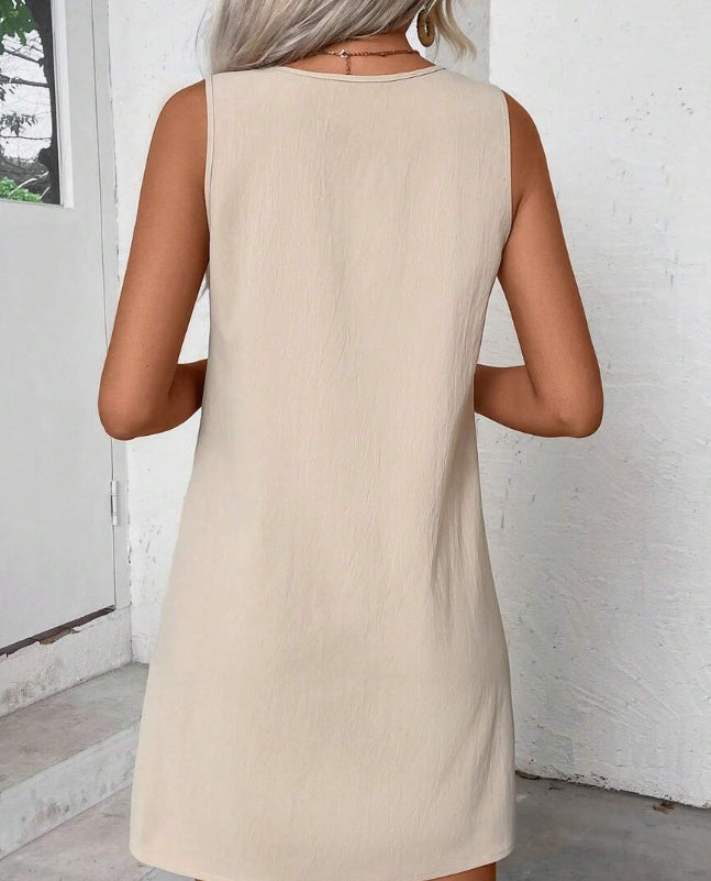 Solid Color Simple Style Women Sleeveless A-Line Dress For Daily Wear b10495b7 3907 43d7 8c2e 3321b200fd82