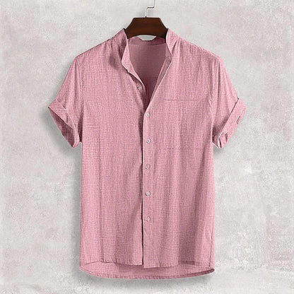 Men's Stand Collar Cotton Cardigan Short Sleeve Thin b1055615 52c3 4265 91e8 69c4f05ebabb