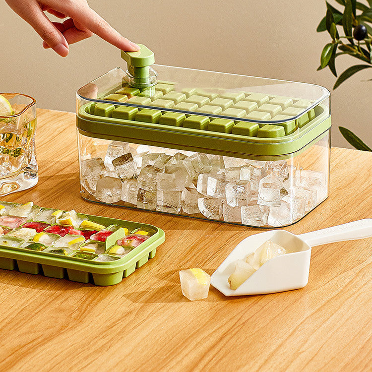 One-button Press Type Ice Mold Box Plastics Ice Cube Maker Ice Tray Mold With Storage Box With Lid Bar Kitchen Accessories b1
