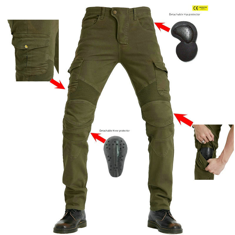 Army Green Tooling Multi-Pocket Motorcycle Stretch Anti-Fall Riding Pants b1224a6b 50fa 4365 86f9 b1246c75182d