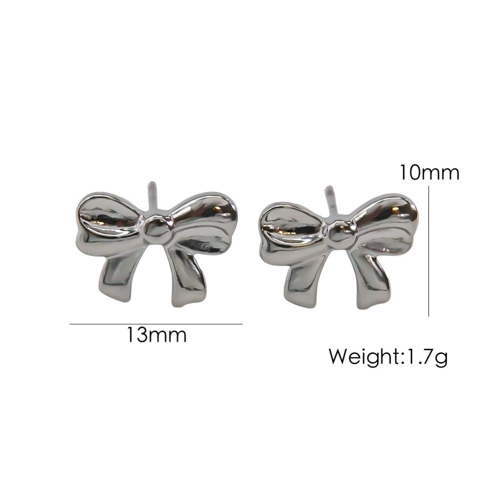 Bow Stainless Steel 14K Gold Earrings Necklace b14892ec f641 470a 9d38 47701e524d22