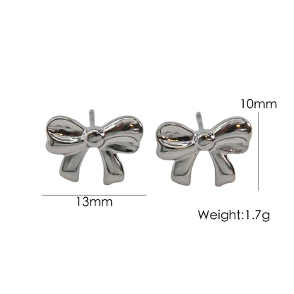 Bow Stainless Steel 14K Gold Earrings Necklace b14892ec f641 470a 9d38 47701e524d22