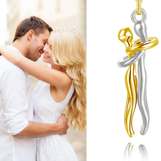 Hot Sale Affectionate Hug Necklace Couples Anniversary Valentine's Day  Gift Fashion Punk Street Style Pendant Necklace b1537