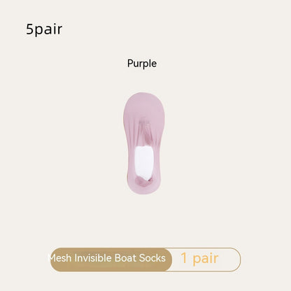 Women's Mesh Boat Socks Summer Thin Cotton Bottom Non-slip Tight Ice Silk Arbitrary Cut Women's Low Cut Invisible Socks b17e7