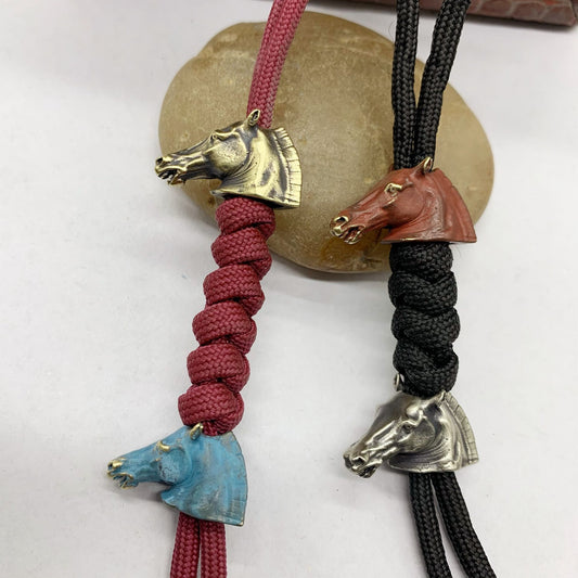 Brass Zodiac Horse Head Pendant White Copper Horse Small Pendant Mongolian Style Personality Parachute Cord Pendant Clothing 