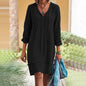 Spliced v-neck lace-up dress b2064d22 005b 4d8b a2ef f9d07ced7031