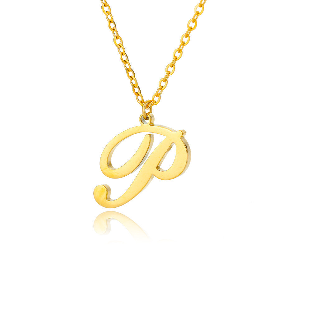 Stainless Steel 26 English Letter Necklace b2076611 67a6 4bb8 b335 40b3b69867cb