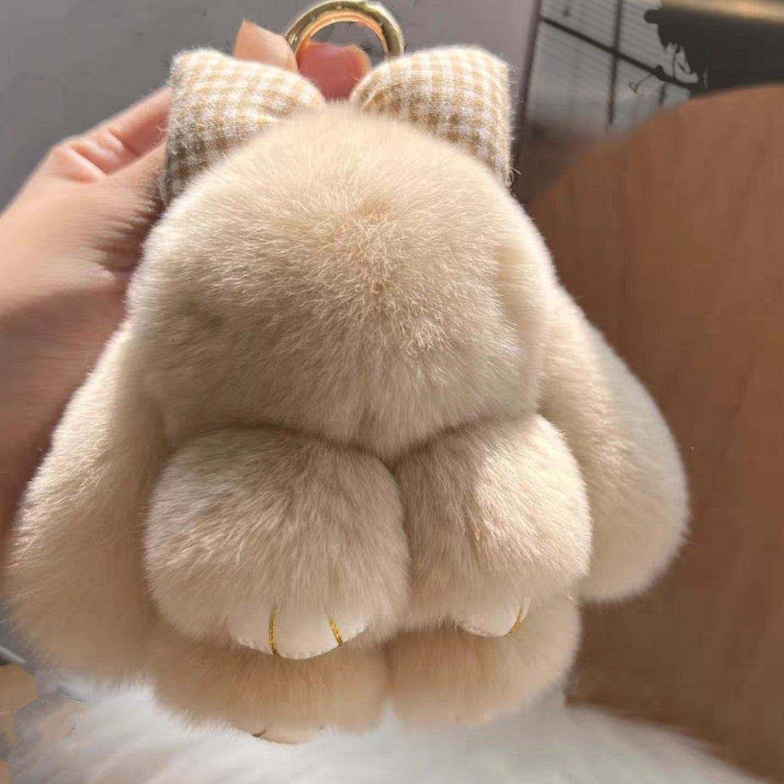 Rabbit Fur Bow Bunny Car Key Ring b20944aa 2bd0 4ca6 907d 4a02c8206683
