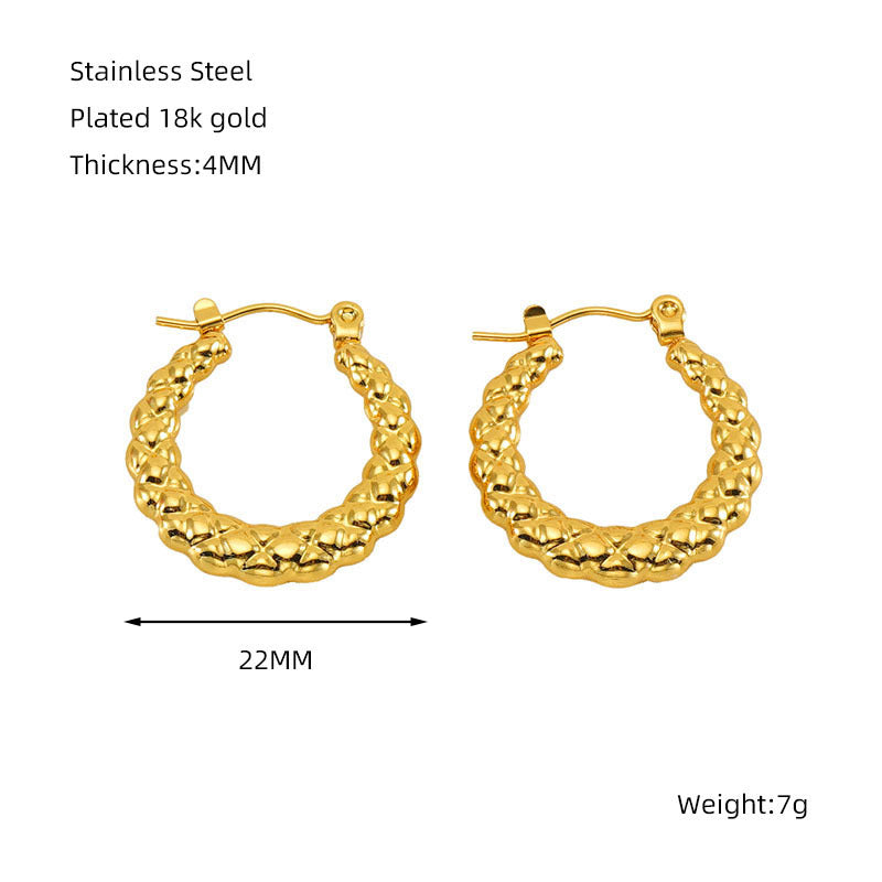 Titanium Steel Round Twist Stud Earrings High Sense b21c93ae 2168 41f1 ac11 2dd04ac39367