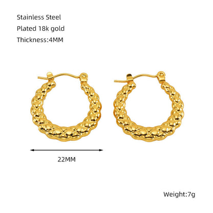 Titanium Steel Round Twist Stud Earrings High Sense b21c93ae 2168 41f1 ac11 2dd04ac39367