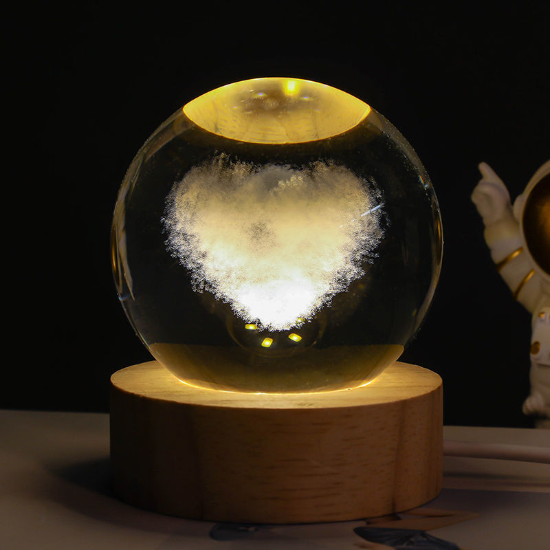 Luminous Starry Sky And Planets Moon Moon Crystal Ball Small Night Lamp Projection Ambience Light Creative Gift New Strange G