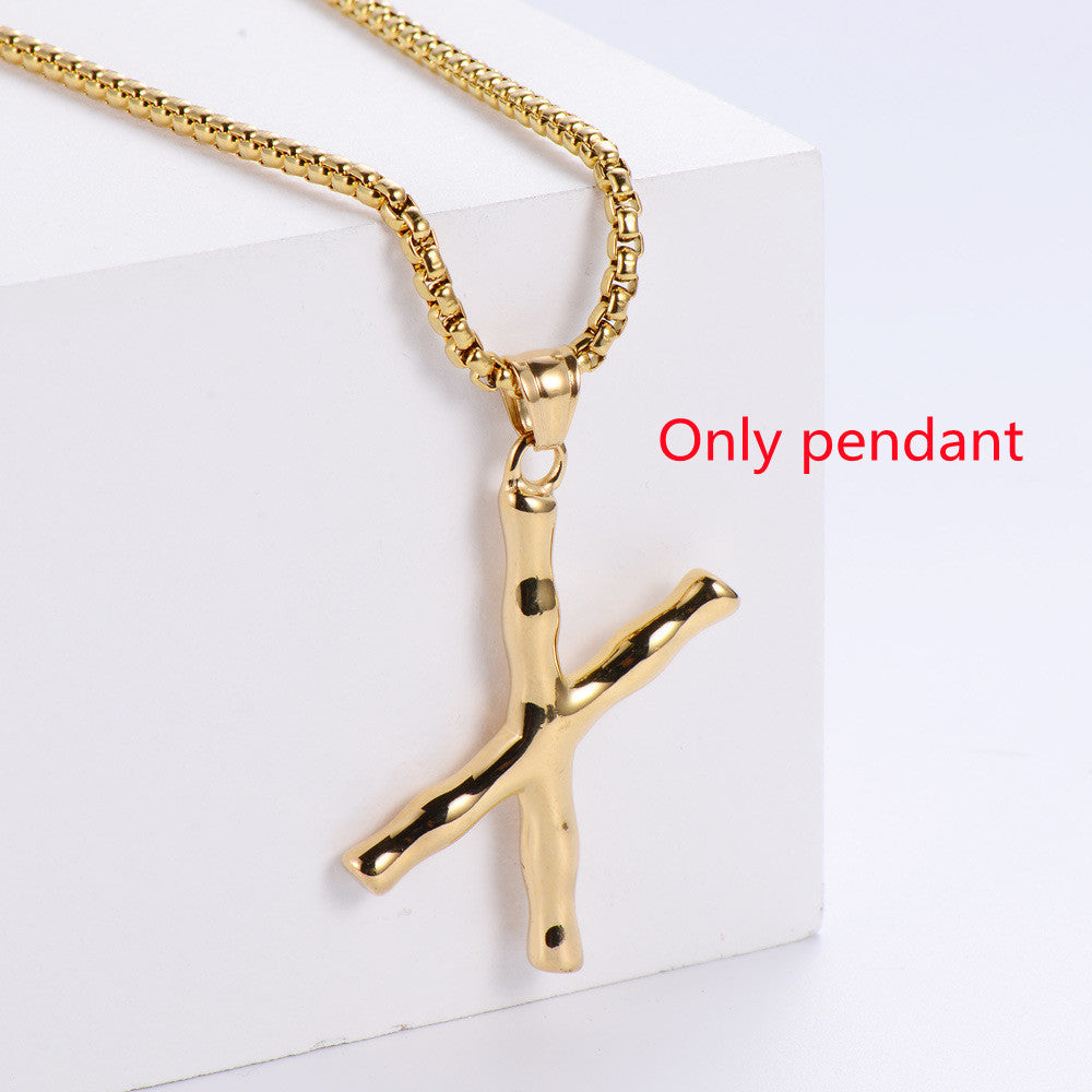 Three-dimensional 26 English Letter Pendant Necklace Fashion Jewelry Titanium Steel Couple Ornament b25b5ebc 2053 4fc3 bb43 2