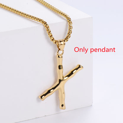 Three-dimensional 26 English Letter Pendant Necklace Fashion Jewelry Titanium Steel Couple Ornament b25b5ebc 2053 4fc3 bb43 2