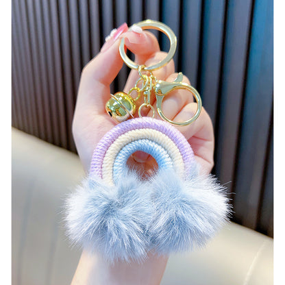 Woven Rainbow A Little Cloud Fur Ball Car Key Ring b260c973 7529 4843 b441 c1d2948c95c1