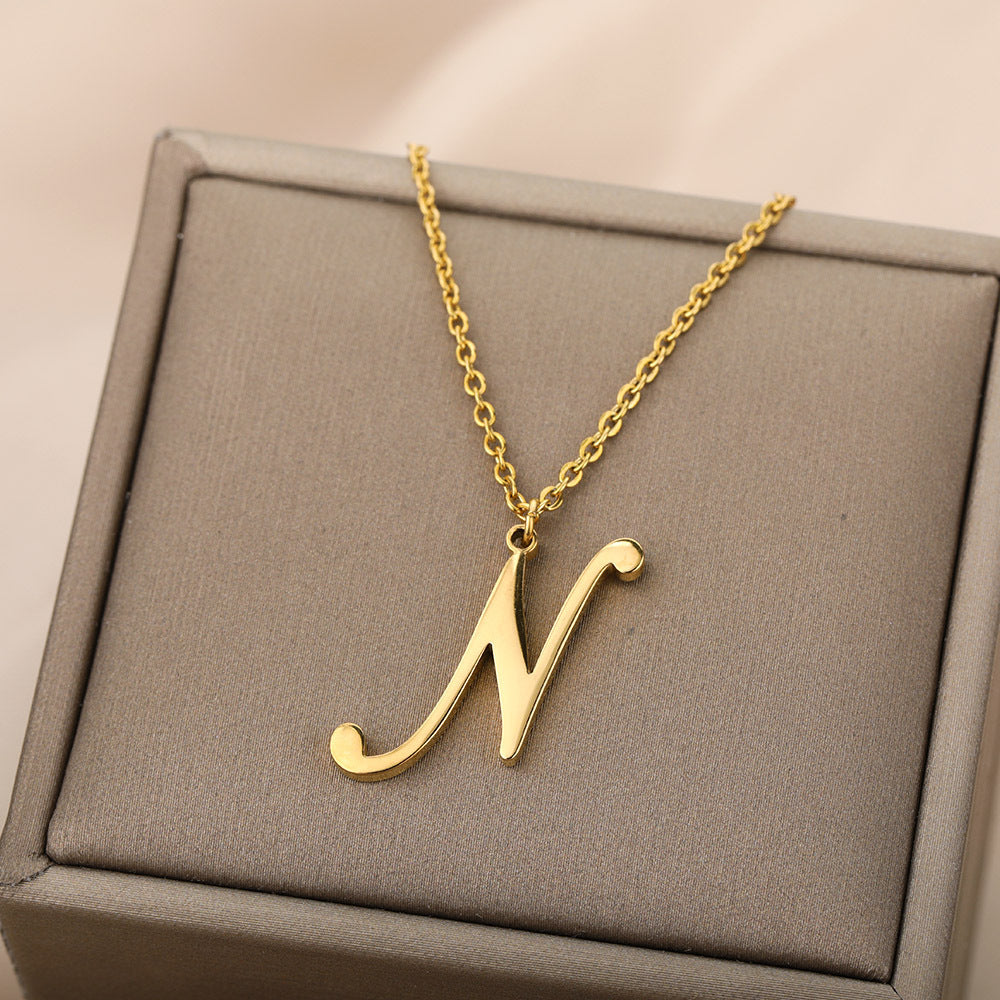 Stainless Steel 26 English Letter Necklace b266a152 b414 4959 90a7 61d1f9fd3ef3
