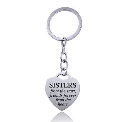 Stainless Steel Heart Sisters Best Friends Inspirational Keychains b2801845 9bdf 4b64 83f2 bf1d114fd3e7