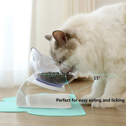 Non Slip Double Cat Bowl With Raised Stand Pet Food Cat Feeder Protect Cervical Vertebra Dog Bowl Transparent Pet Products b2
