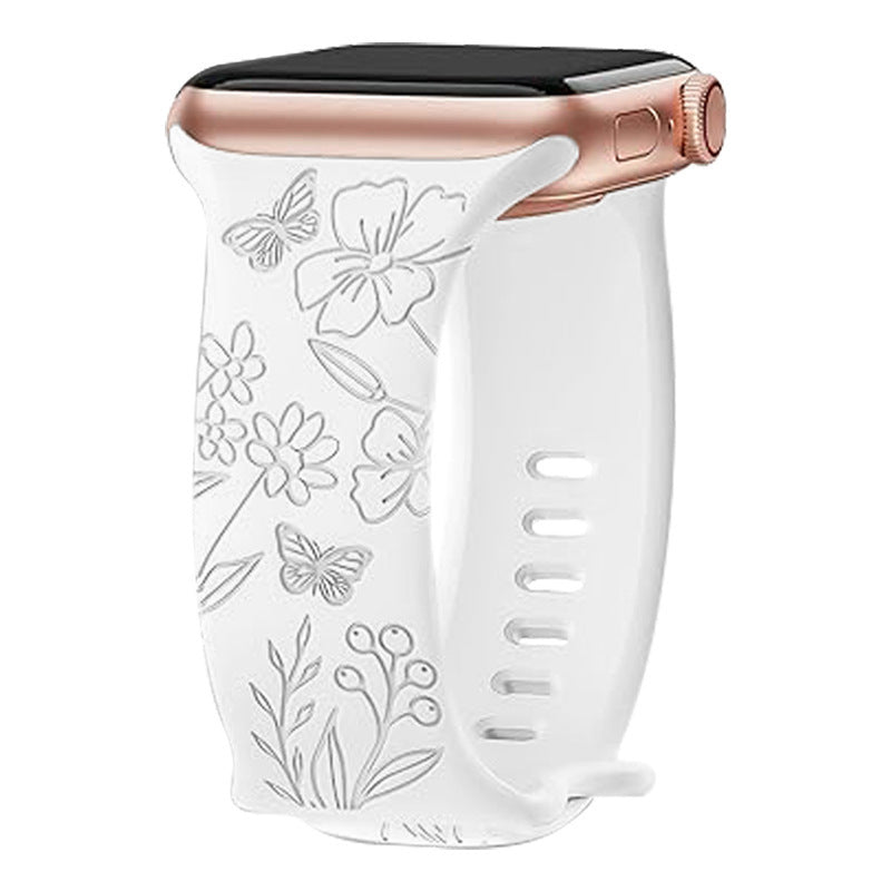 New Laser Carving Embossed Brocade Flower Butterfly Clasp Silicone Strap b2a114f5 d169 428f 84ee 00056cf18301