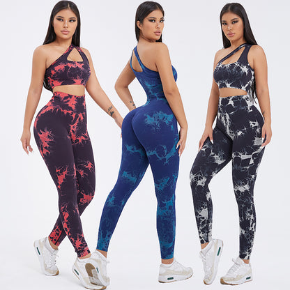 Women's One-shoulder Seamless Tie-dye Yoga Clothes Fitness Suit b2b00b6b d45f 4833 8d69 668d094dda05