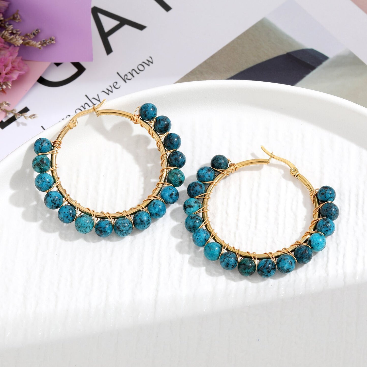 Natural Stone Stainless Steel Winding Earrings b2b26f04 31c5 4101 be8b f34686203cb0