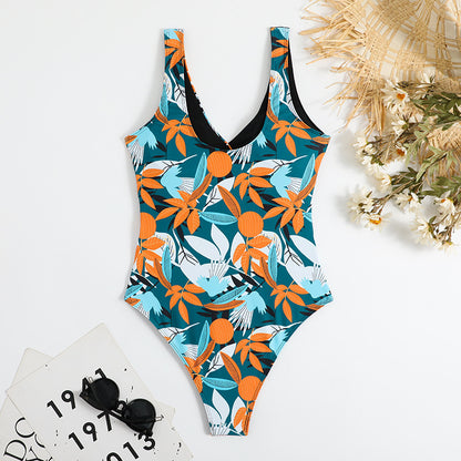 Women's High Waist Polyester Printed One-piece Bikini b2d674aa cff3 49a6 8e15 680c0edcef97