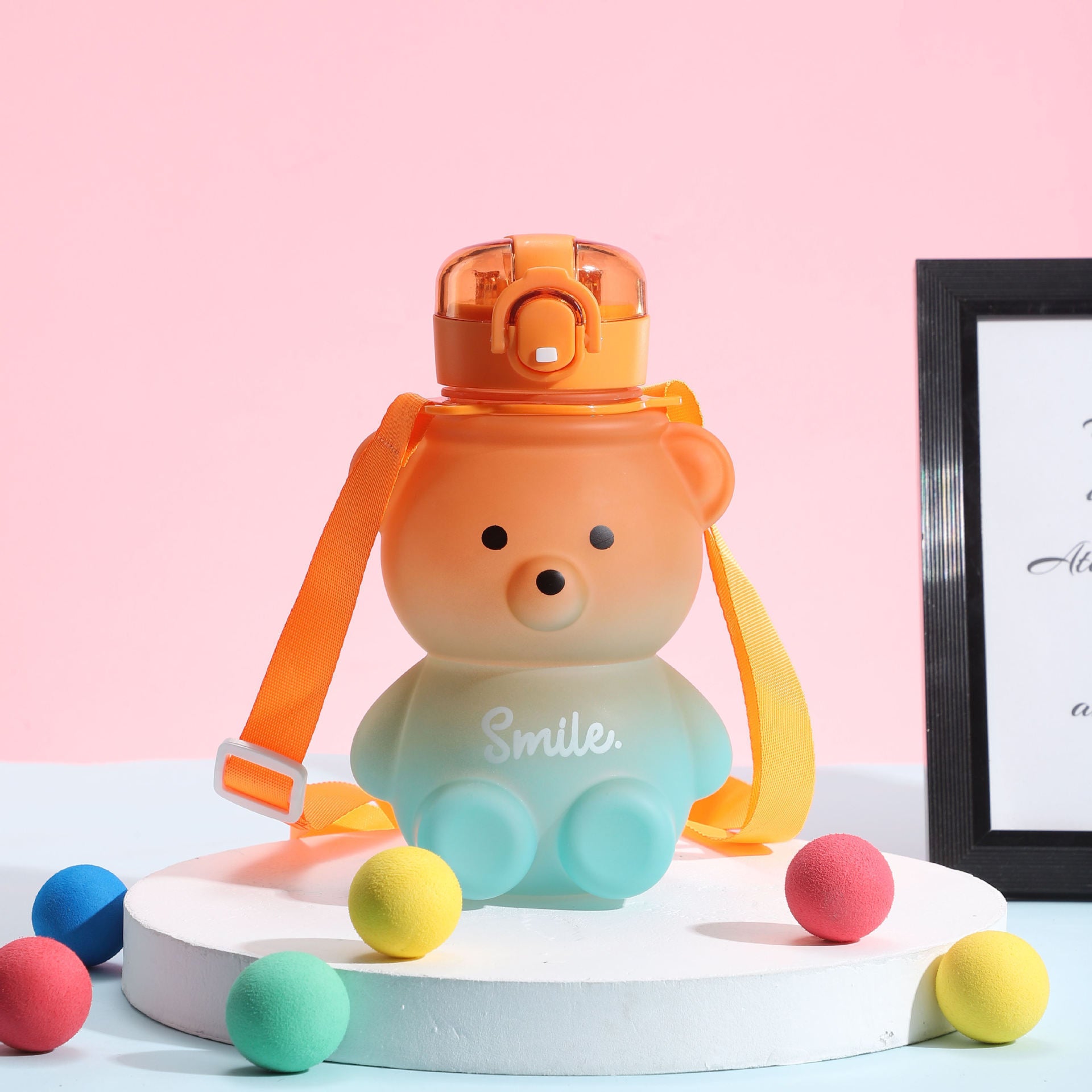 Cute Gradient Little Bear Cartoon Straw Plastic Cup b30236f1 c4d9 4166 ab09 82a8ff95d9a2
