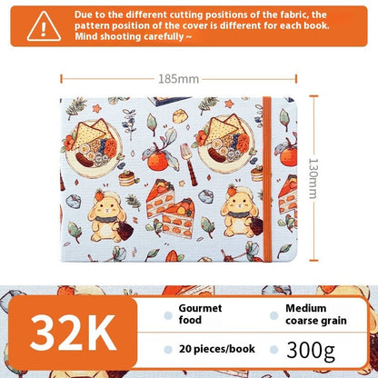 Feiluniao Watercolor Notebook Fabric Handmade Mini Portable Portable Character Sketch Hand Painted Graffiti Drawing Book - 图片 30