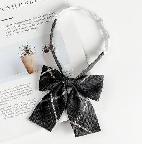 JK Tie Black Gray Plaid Striped Girl Bow b340fa4d e0a8 454e 83d3 2c71b592771a