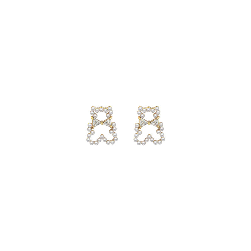 Cute Simple Small Bear Pearl Earrings b35440a6 58ec 4589 9f25 9fc108729d37