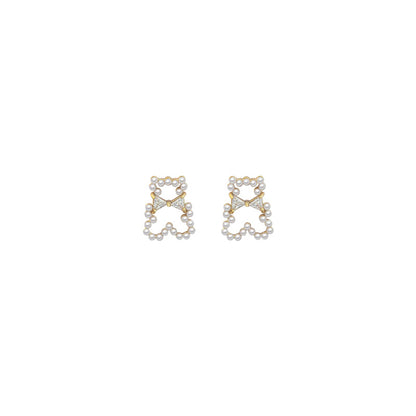 Cute Simple Small Bear Pearl Earrings b35440a6 58ec 4589 9f25 9fc108729d37