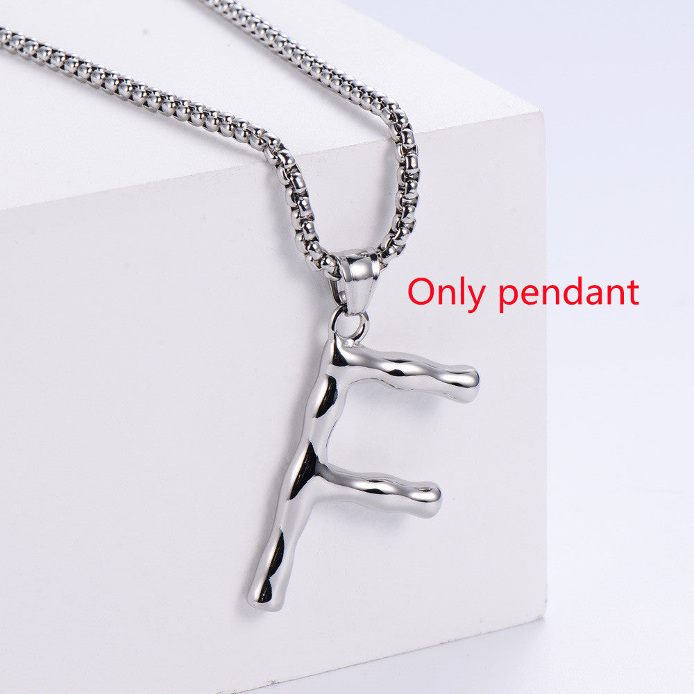 Three-dimensional 26 English Letter Pendant Necklace Fashion Jewelry Titanium Steel Couple Ornament b3594ae5 7658 4fff 9d65 e