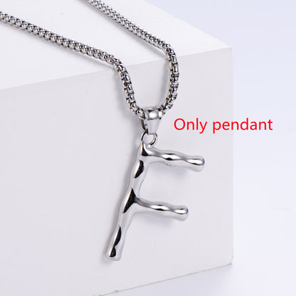 Three-dimensional 26 English Letter Pendant Necklace Fashion Jewelry Titanium Steel Couple Ornament b3594ae5 7658 4fff 9d65 e