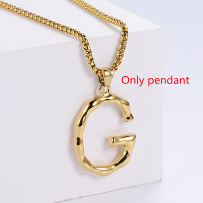 Three-dimensional 26 English Letter Pendant Necklace Fashion Jewelry Titanium Steel Couple Ornament b360fa78 6695 4a2d 9886 d