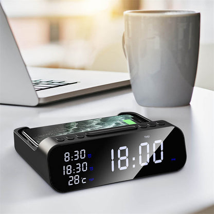 15W Three-in-one Wireless Charger Temperature Tester Multi Alarm Clock Fast Charging Mobile Phone Usb Charger Charging Station - HD Wireless Product #3