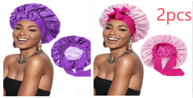 Double-layer Satin Ribbon Round Cap Bow Artificial Silk Beauty Hair Care Wide-brimmed Hat b38e75ae 109e 46cb 88f3 c2aa2f88352